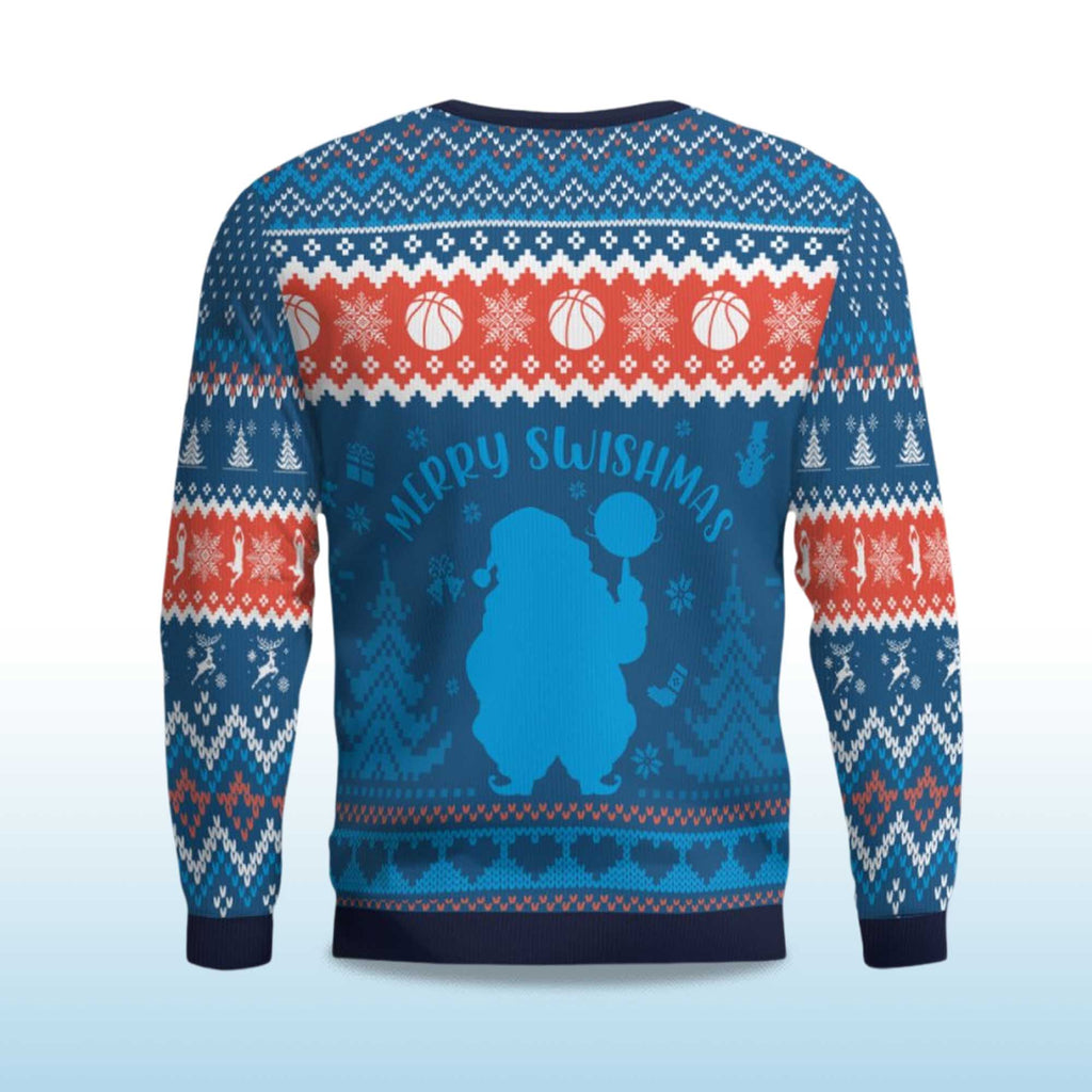 Merry Swishmas Basketball With Santa Ugly Christmas Sweater - Holiday Gift product image 4