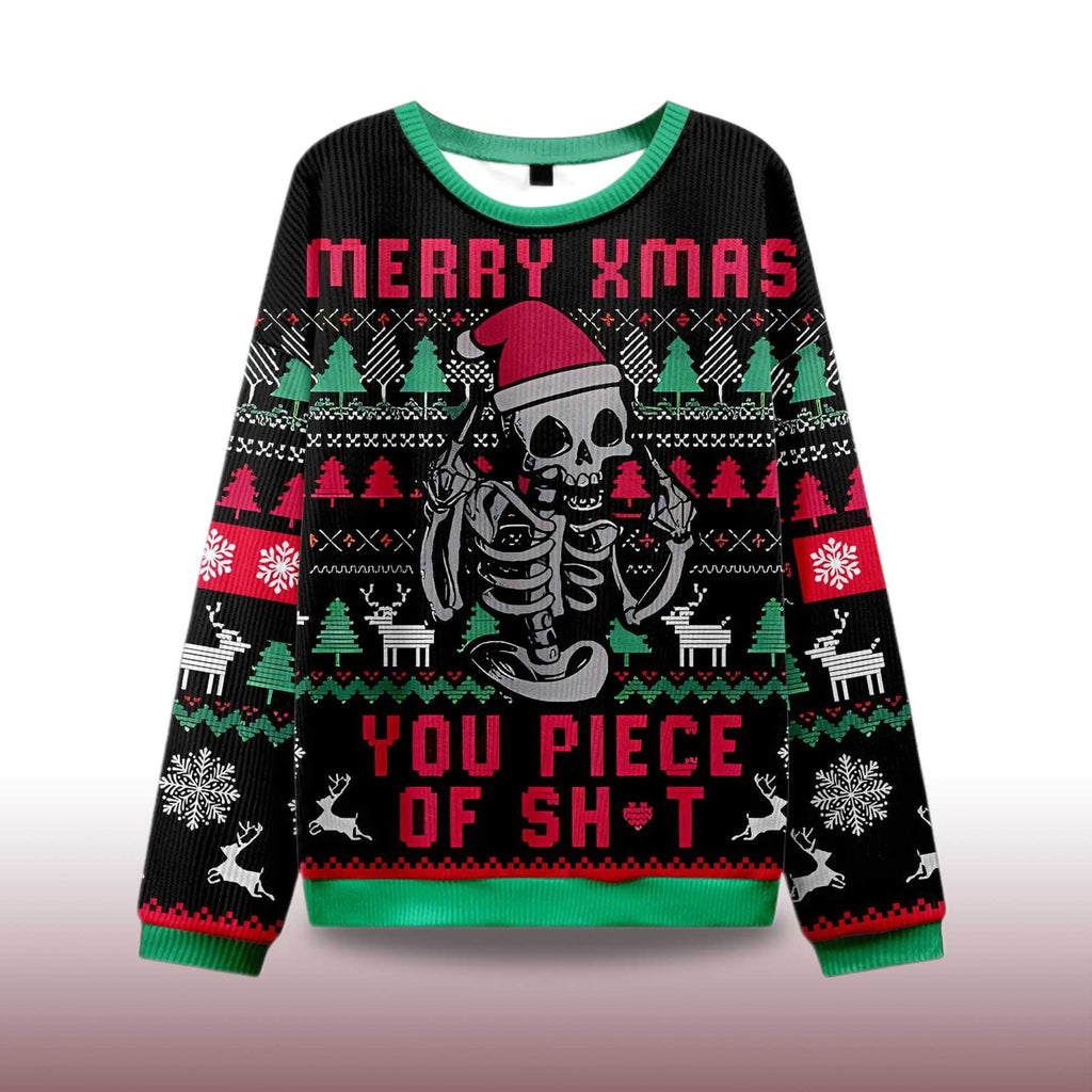Merry Xmas You Piece Of Sht Ugly Christmas Sweater - Holiday Gift product image 4