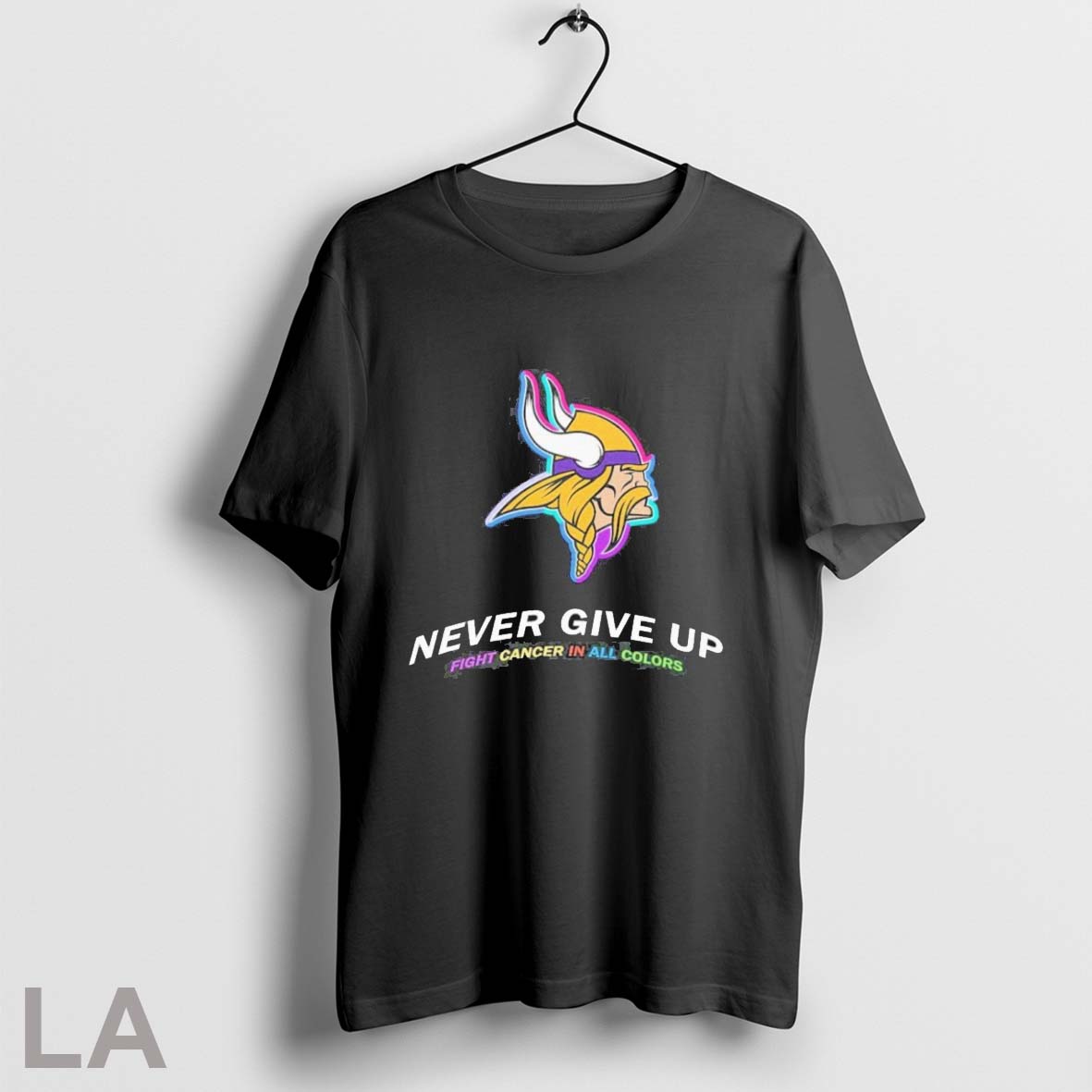 2025 Minnesota Vikings Never Give Up Fight Cancer In - Adult & Kids T-Shirts, Sweatshirts & Hoodies apparel design preview 1