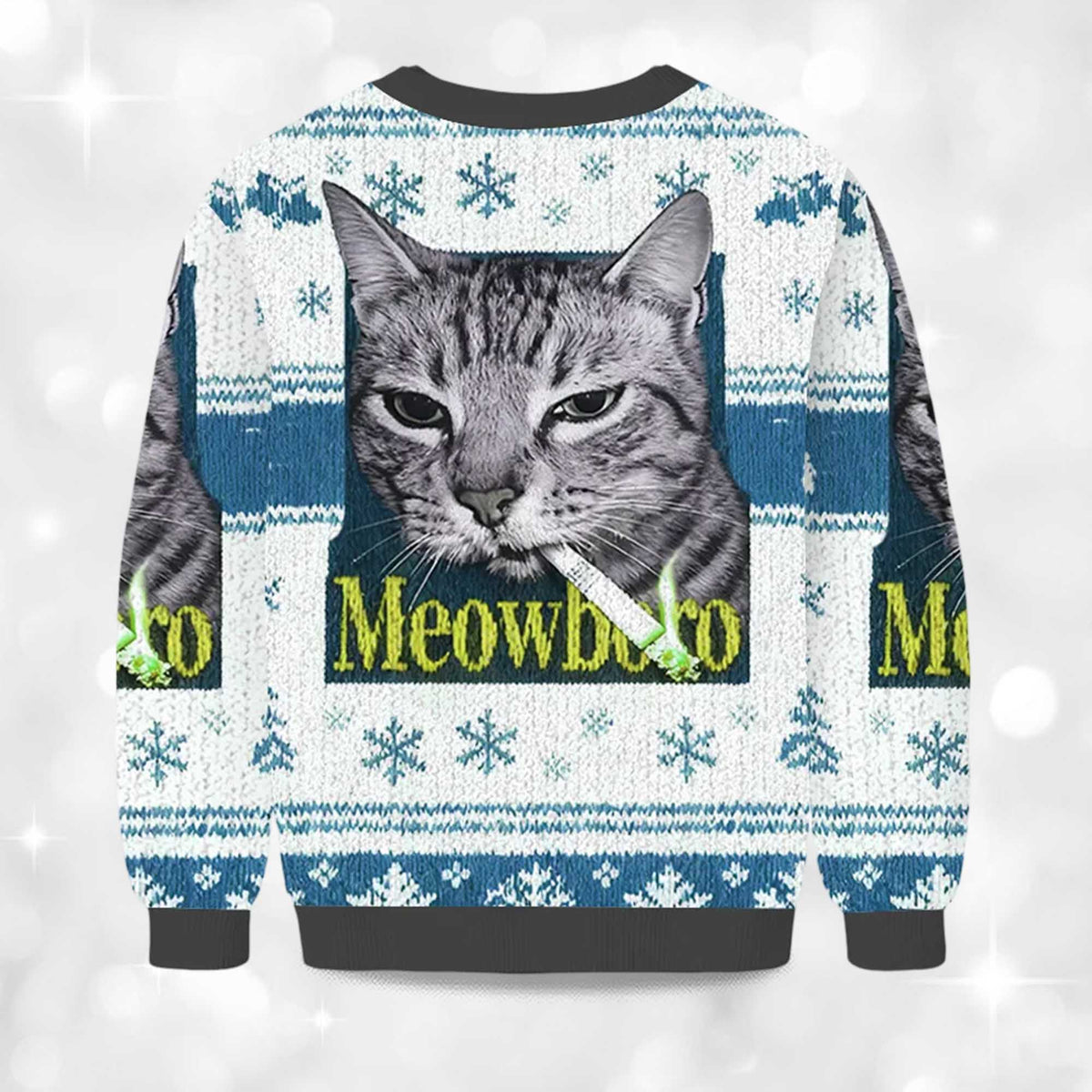 Smoking Meowboro Cat Ugly Christmas Sweater - Holiday Gift product image 4