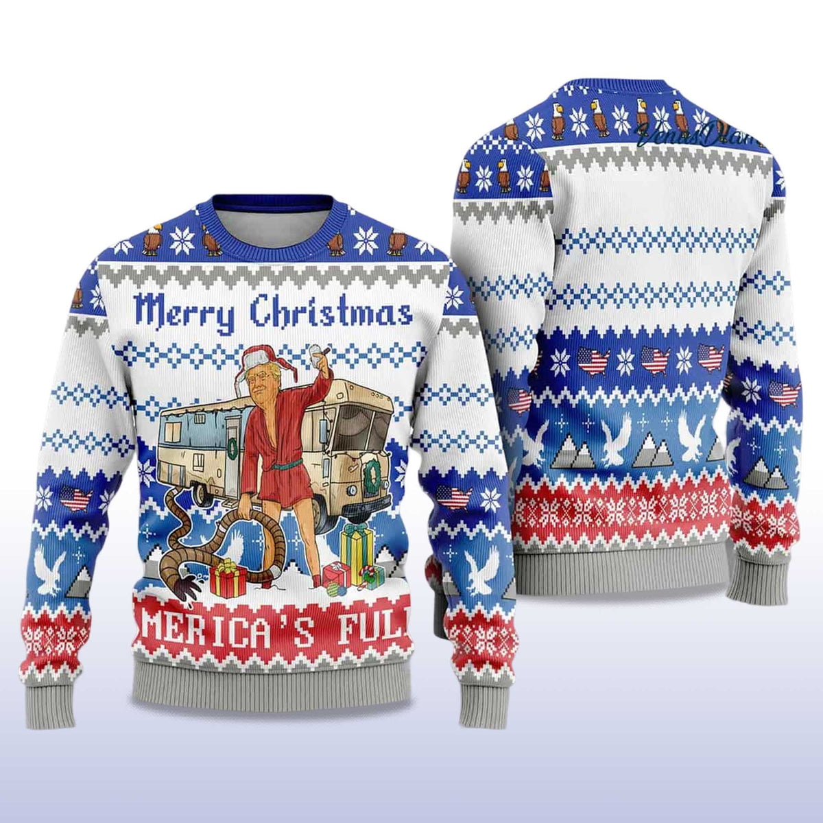 Trump Merry Christmas Americas Full Ugly Christmas Sweater - Holiday Gift product image 4
