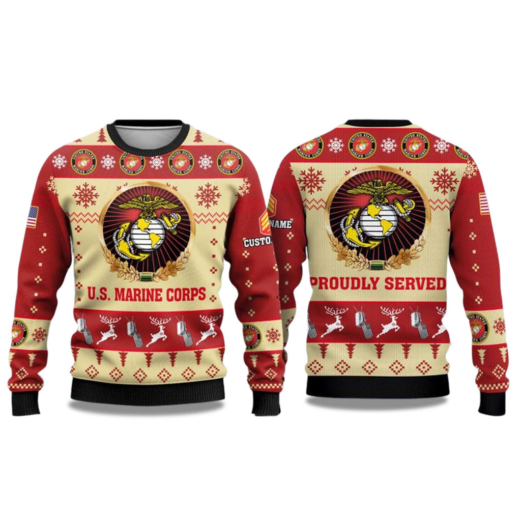 US Marine Corps Veterans Proudly Served Ugly Christmas Sweater - Holiday Gift product image