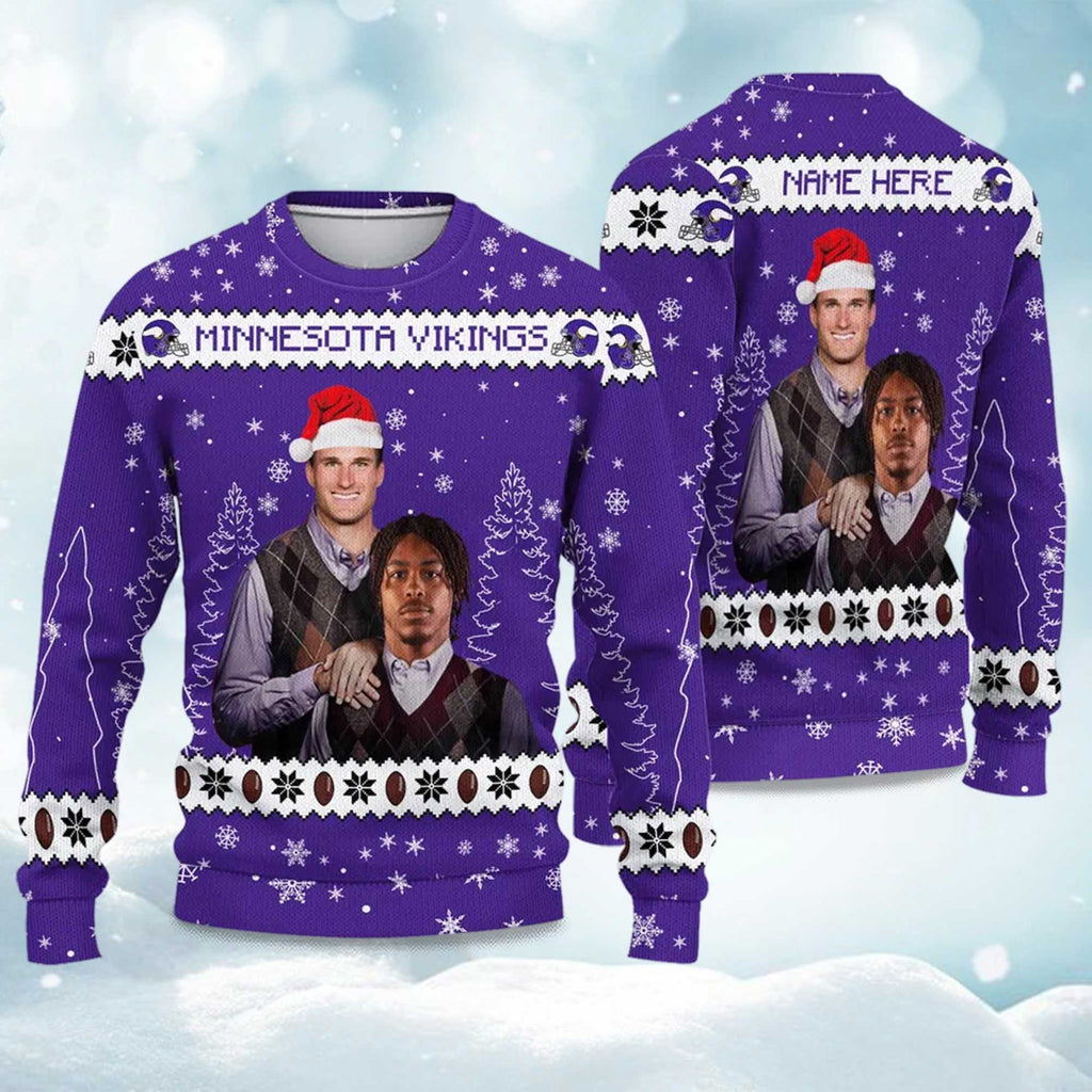 Vikings Justin Jefferson x Kirk Cousins Football Ugly Christmas Sweater - Holiday Gift product image