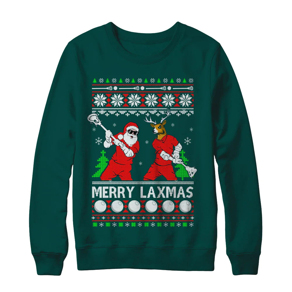 Lacrosse santa reindeer merry laxmas Christmas Sweater - Holiday Gift product image 4