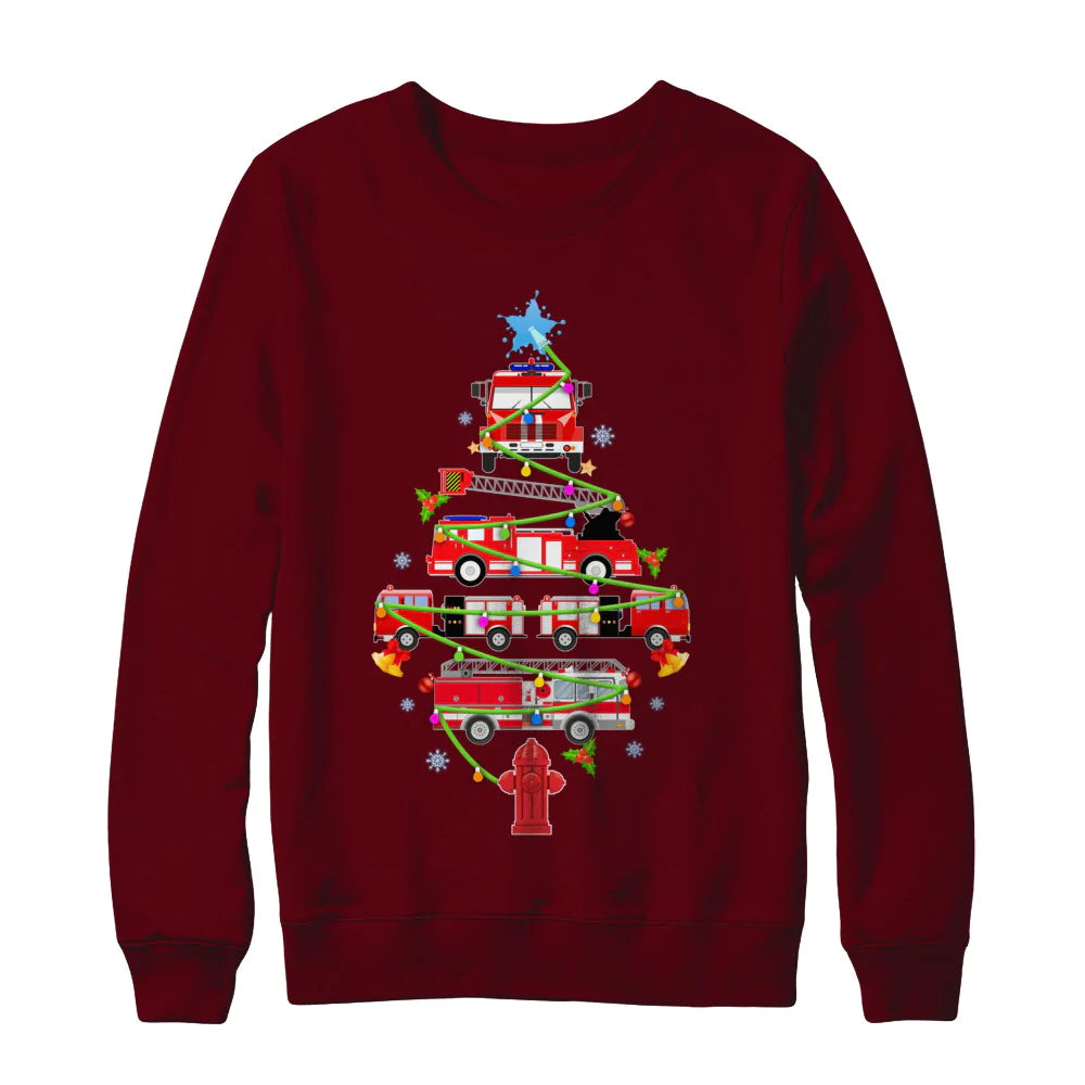 Firefighter truck Christmas tree Christmas Sweater - Holiday Gift product image 4