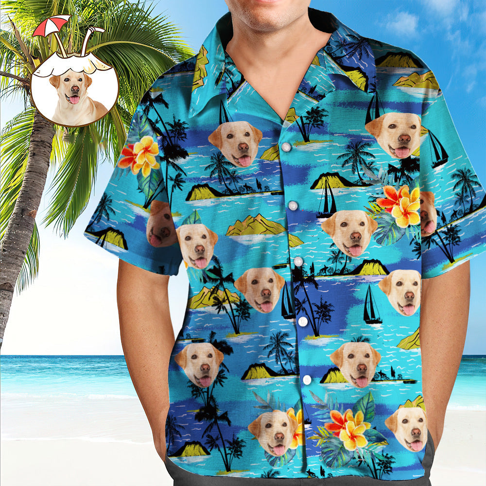 Custom Dog Face Hawaiian Tropical Men's All Over - Adult & Kids T-Shirts, Sweatshirts & Hoodies apparel design preview 1