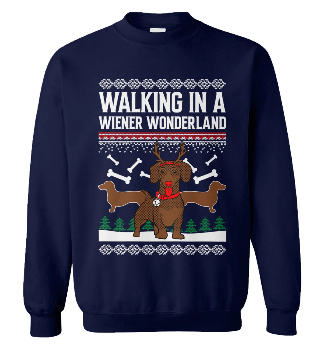 Dachshund walking in a wiener wonderland Christmas Sweater - Holiday Gift product image 2