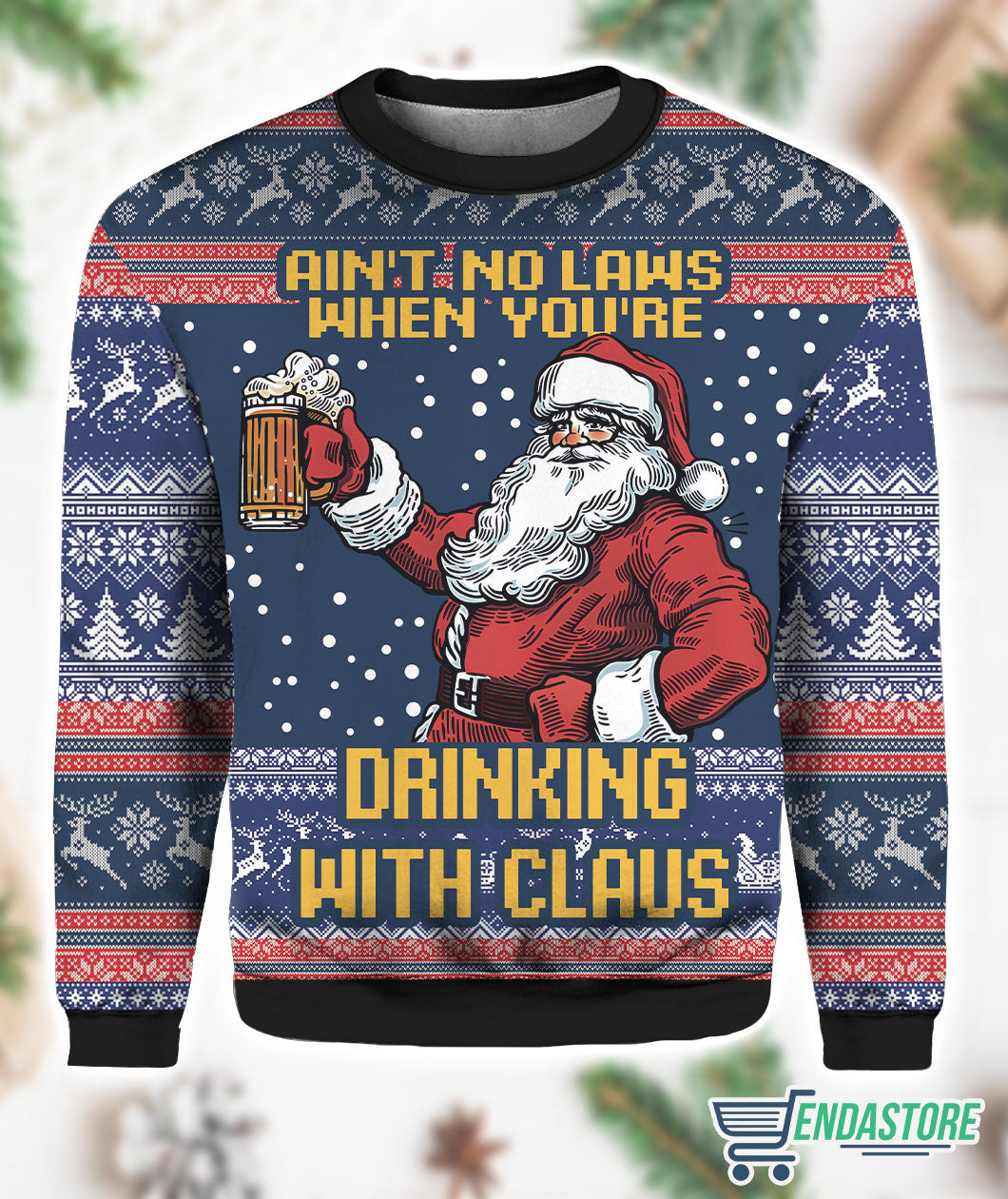 Ain’t No Laws When You’re Drinking With Claus 3D Ugly Christmas Sweater - Holiday Gift product image 3