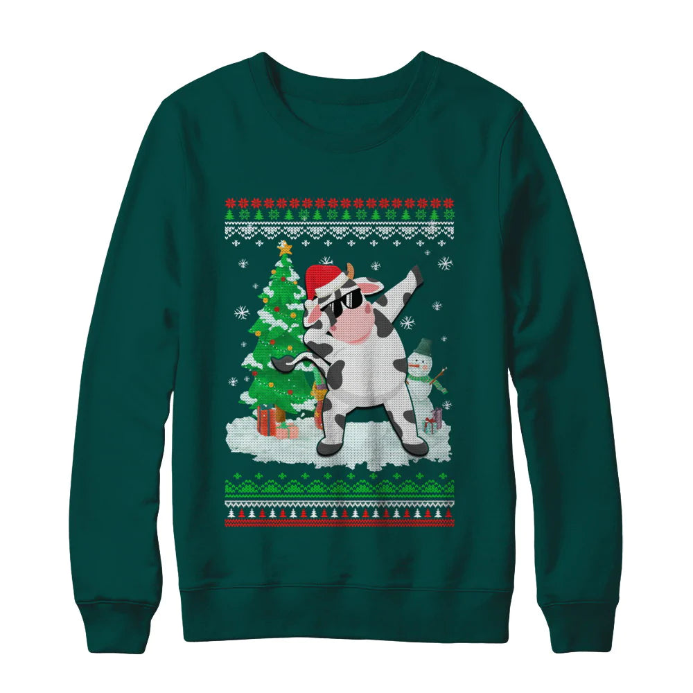 Santa hat cow dabbing Christmas Sweater - Holiday Gift product image 4