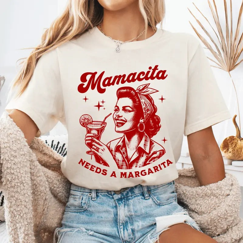 Mamacita Needs Margarita Cinco De Mayo Cotton 3 4 - Adult & Kids T-Shirts, Sweatshirts & Hoodies apparel design preview 1