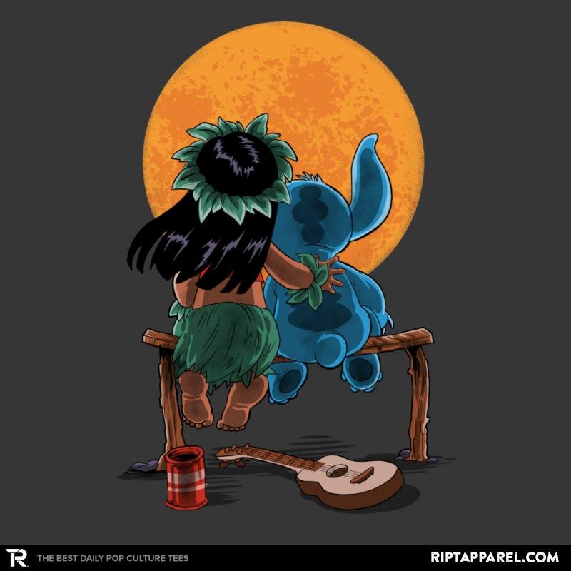Alien and Girl Gazing at the Moon - Adult & Kids T-Shirts, Sweatshirts & Hoodies apparel design preview 1