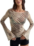 Animal Print Tops for Women Zebra See Through Y2K - Adult & Kids T-Shirts, Sweatshirts & Hoodies apparel design preview 1