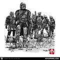 Seven Mandalorians Sumi-e - Adult & Kids T-Shirts, Sweatshirts & Hoodies apparel design preview 1