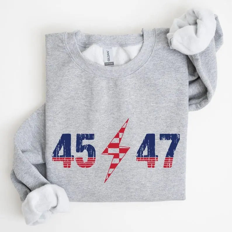 45 47 Trump 2024 Donald 47th President Presidential - Adult & Kids T-Shirts, Sweatshirts & Hoodies apparel design preview 1
