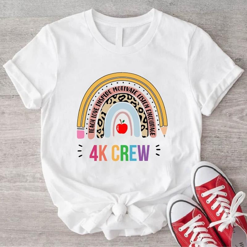 4K Teacher Crew Kindergarten Back School Matching - Adult & Kids T-Shirts, Sweatshirts & Hoodies apparel design preview 1