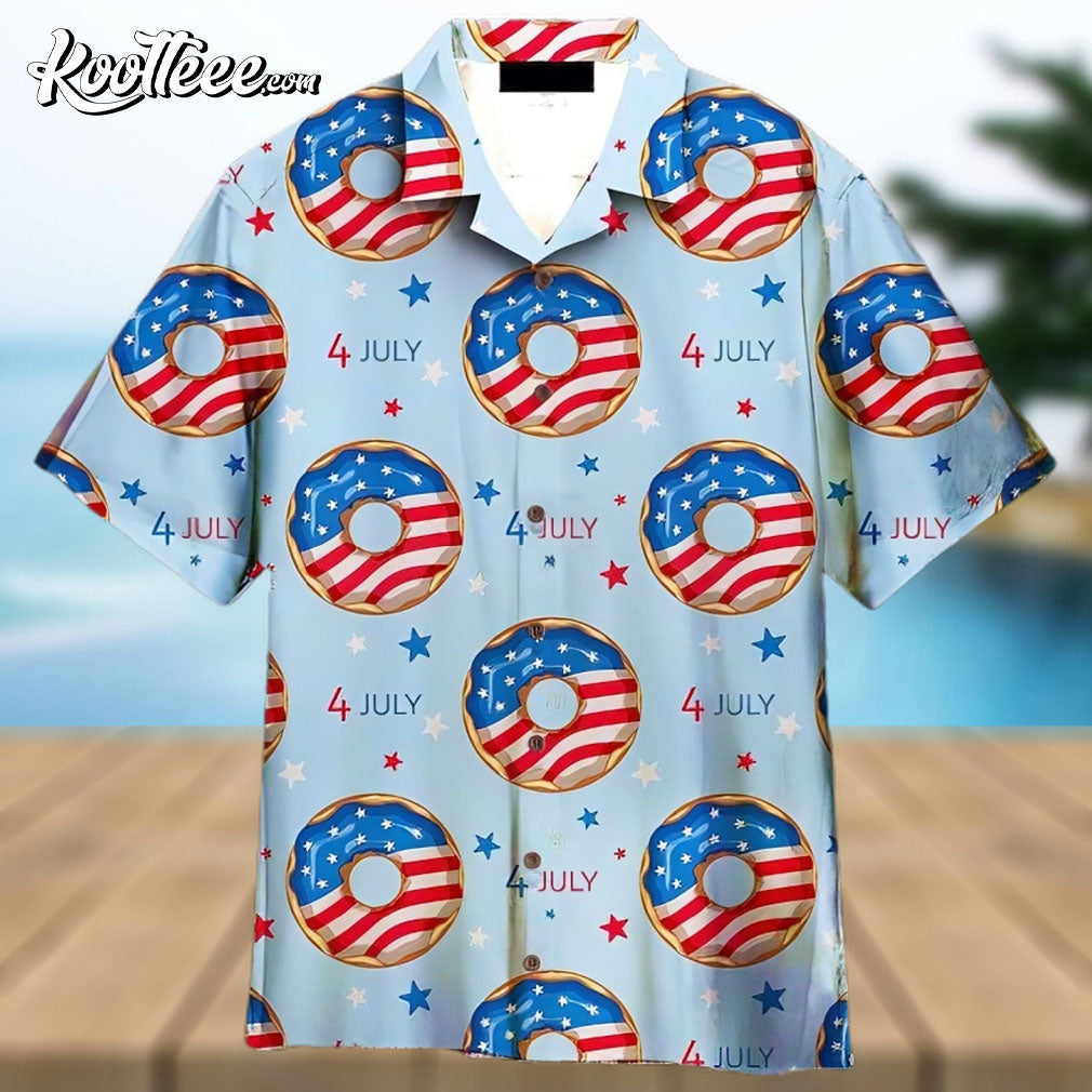 4th Of July Blue And Red Donuts Bun Hawaiian - Adult & Kids T-Shirts, Sweatshirts & Hoodies apparel design preview 1