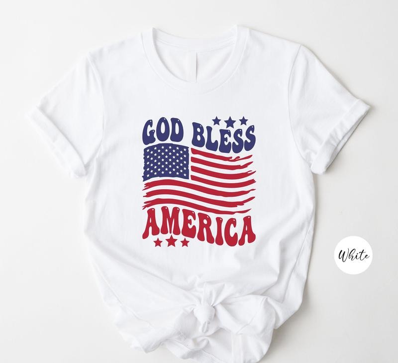 4th July God Bless America Patriotic Faith American - Adult & Kids T-Shirts, Sweatshirts & Hoodies apparel design preview 1