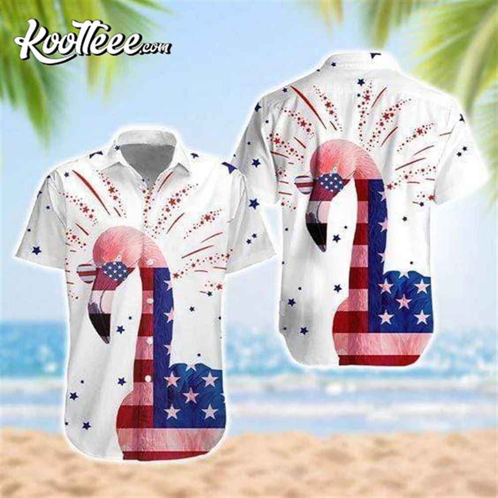 4th of July Flamingo Patriotic Hawaiian - Adult & Kids T-Shirts, Sweatshirts & Hoodies apparel design preview 1