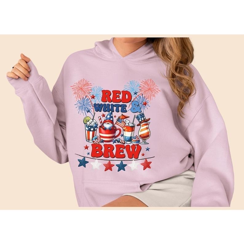 4th July Gnome Red White Brew Your Independence Day - Adult & Kids T-Shirts, Sweatshirts & Hoodies apparel design preview 1