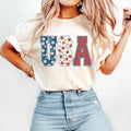 4th July USA Floral Flowers Independence Day - Adult & Kids T-Shirts, Sweatshirts & Hoodies apparel design preview 1