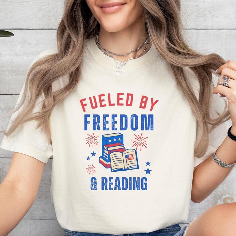 4th July USA Comfort Colors Book Patriotic Fourth - Adult & Kids T-Shirts, Sweatshirts & Hoodies apparel design preview 1