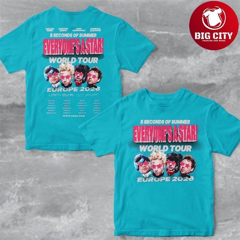 5 Seconds of Summer Everyone's A Star World Tour UK - Adult & Kids T-Shirts, Sweatshirts & Hoodies apparel design preview 1