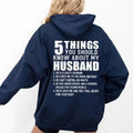 5 Things You Should Know About My Husband Back) - Adult & Kids T-Shirts, Sweatshirts & Hoodies apparel design preview 1