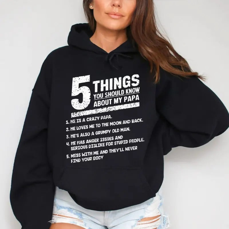 5 Things You Should Know About My Papa Funny Casual - Adult & Kids T-Shirts, Sweatshirts & Hoodies apparel design preview 1