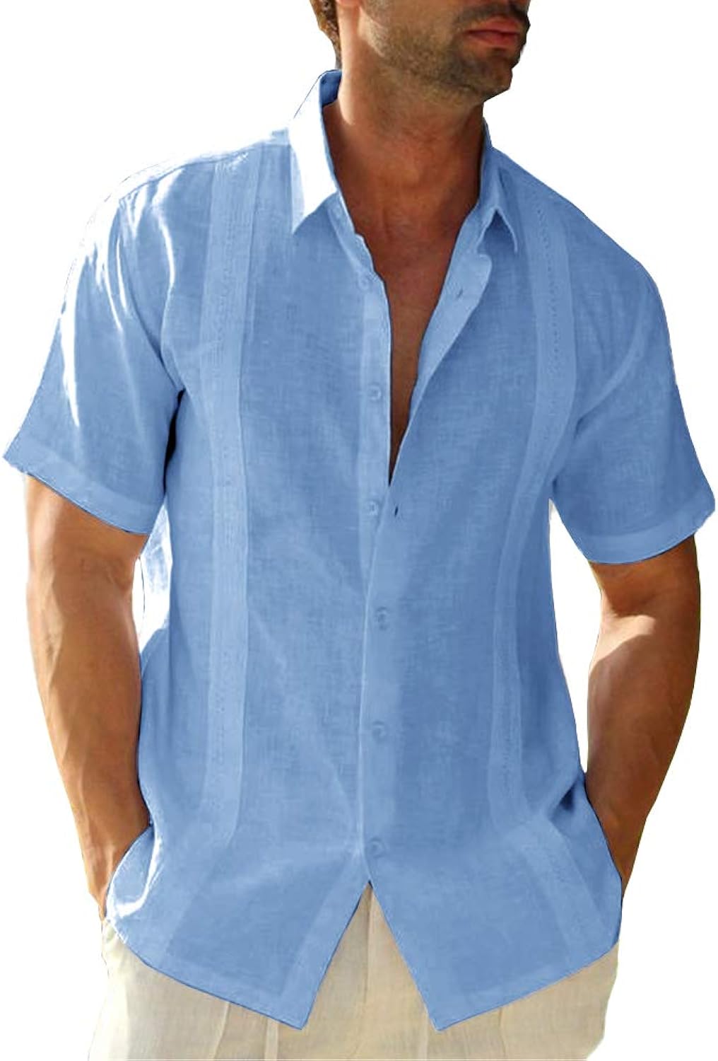 Mens Short Sleeve Cuban Camp Guayabera Linen Cotton - Adult & Kids T-Shirts, Sweatshirts & Hoodies apparel design preview 1