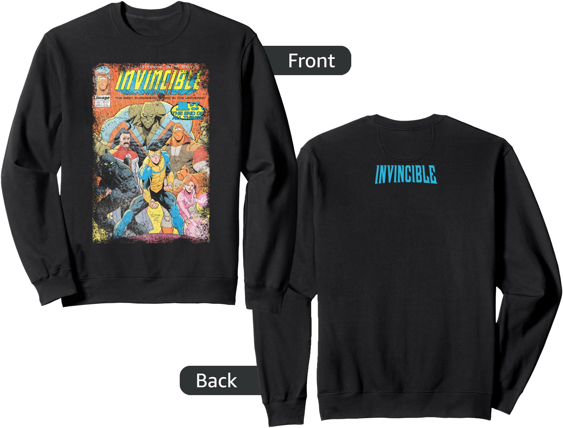 Invincible Distressed Cover Homage Hoodie - Minimalist Print for Adults - T-Shirt, Sweatshirt, Hoodie