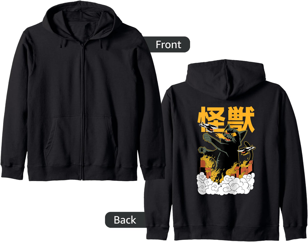 Kaiju Cat Catzilla Anime Japanese Monster T-Shirt - Graphic Print Unisex - T-Shirt, Sweatshirt, Hoodie