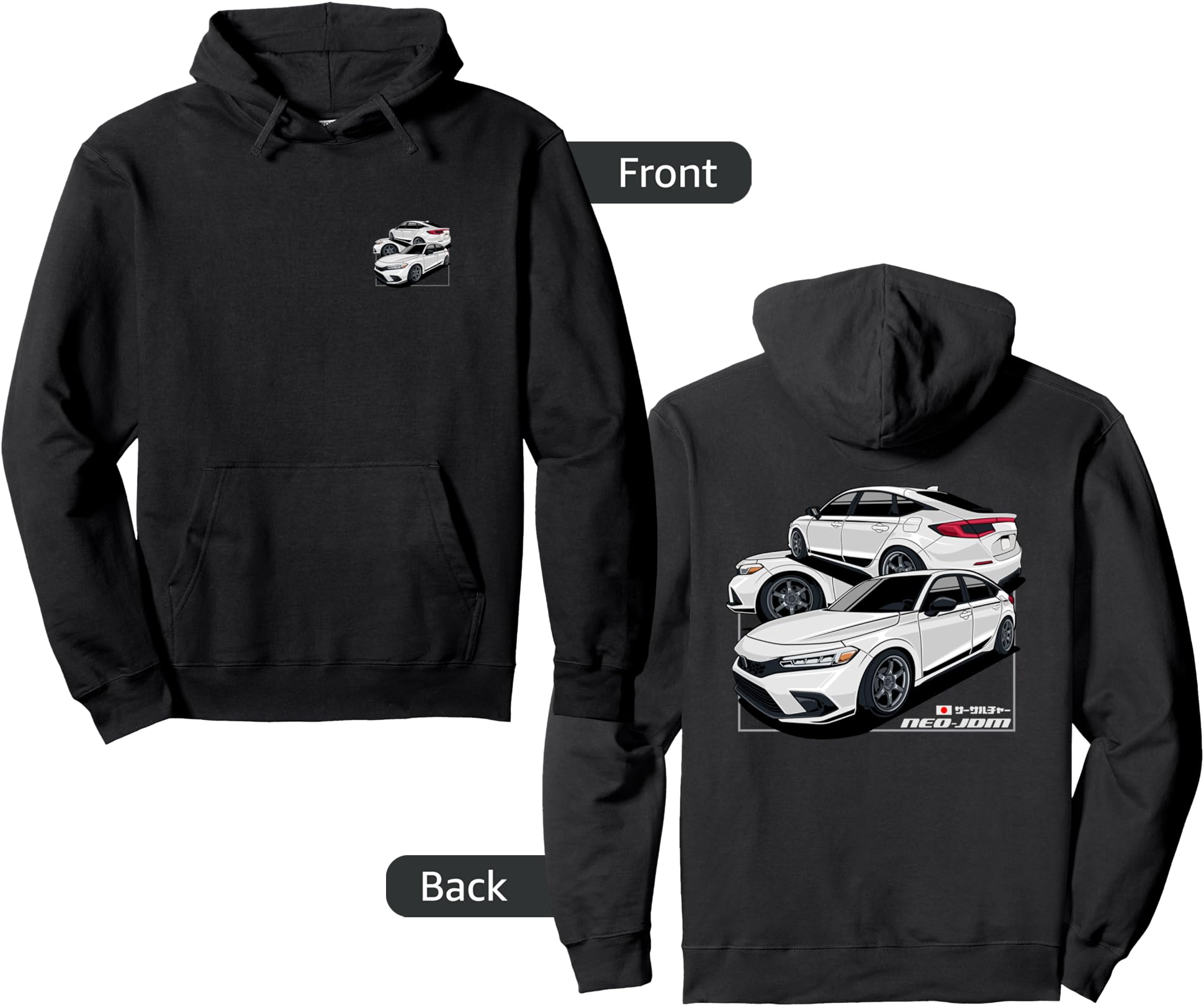 Neo Jdm Hn White Cv Sport Car 2 Hoodie - Casual Everyday Wear for Adults - T-Shirt, Sweatshirt, Hoodie