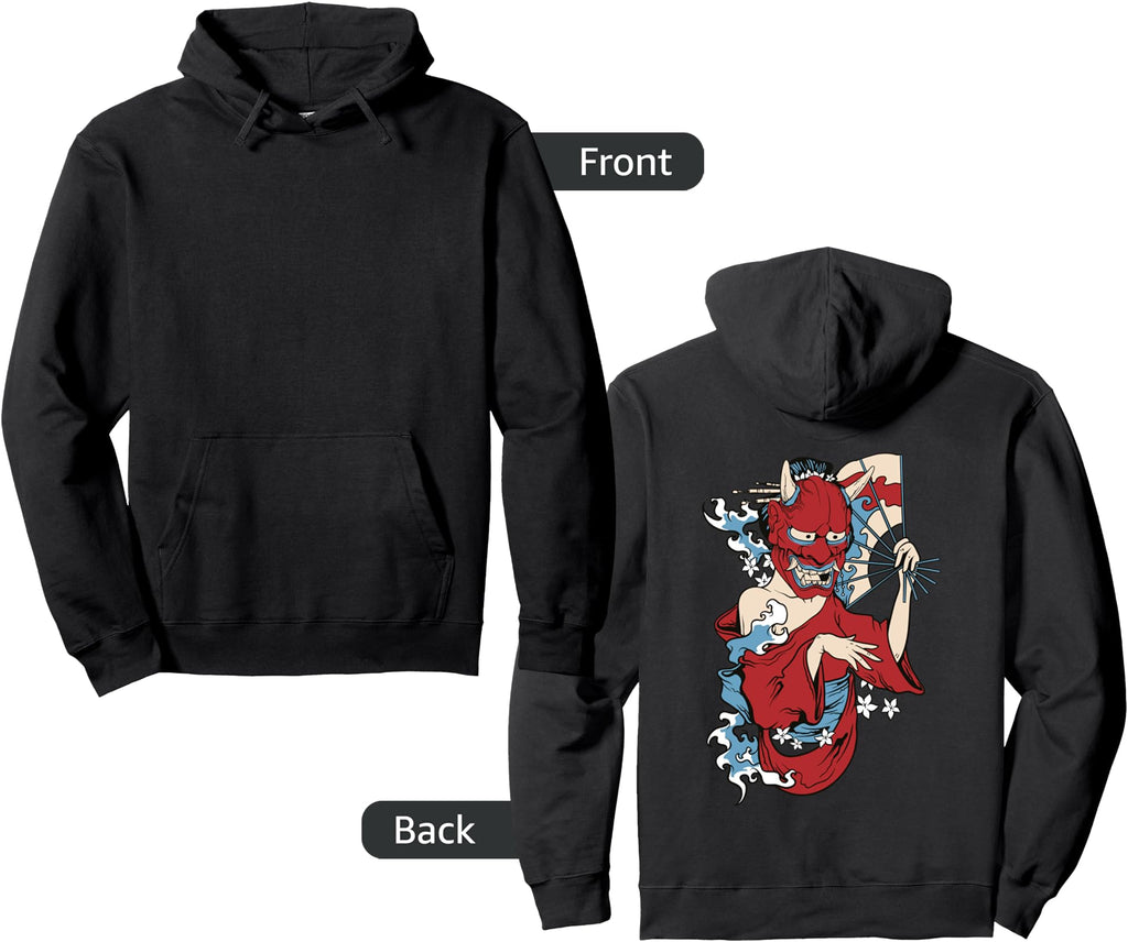 Authentic Geisha Mask Japanese Demon Rare Hoodie - Graphic Print Unisex - T-Shirt, Sweatshirt, Hoodie