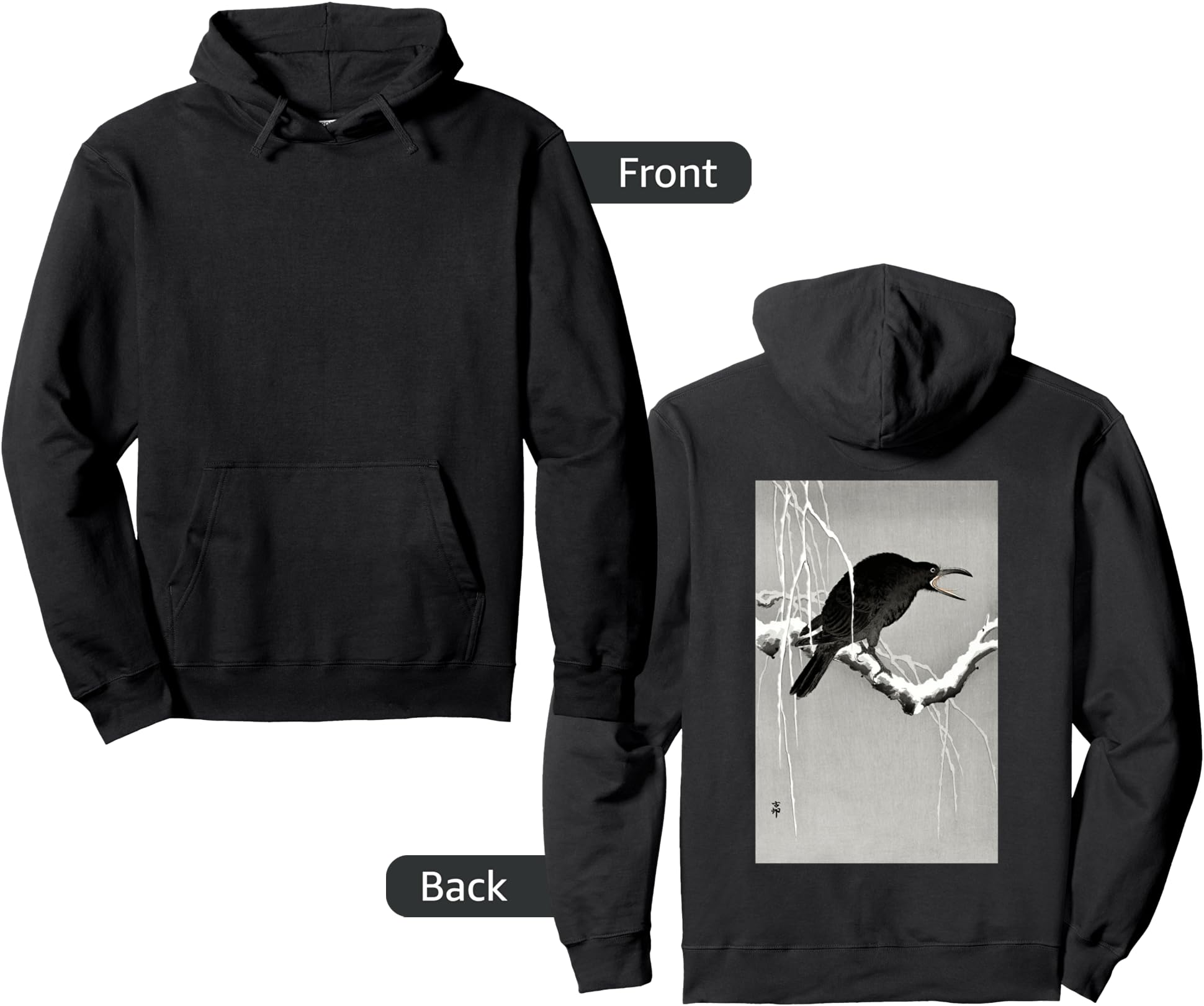 Original Crow Snowy Tree Branch 1900 Hoodie - Unique Graphic for Adults - T-Shirt, Sweatshirt, Hoodie