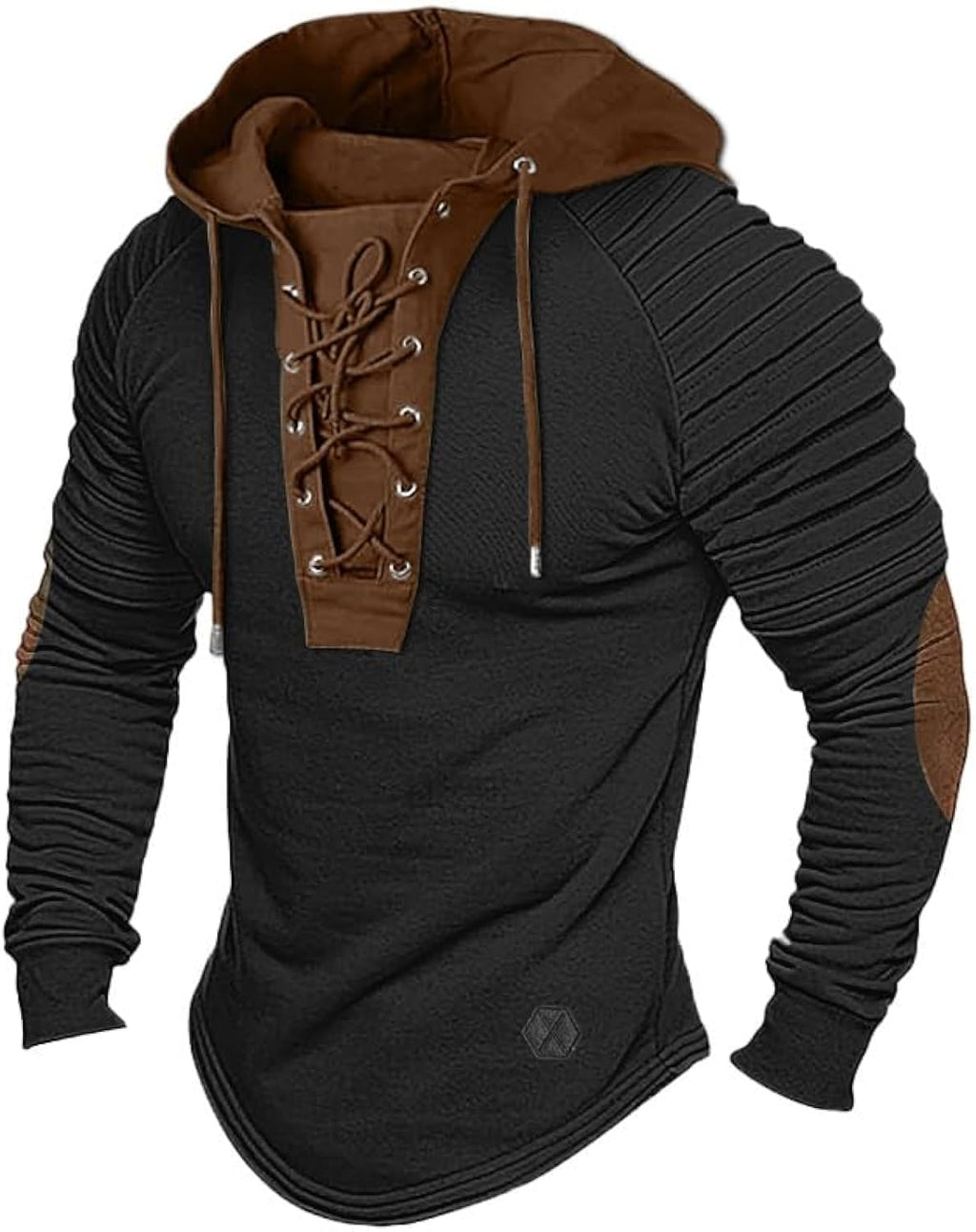 Men's Henley Hooded Lace Up Vintage Solid Casual - Adult & Kids T-Shirts, Sweatshirts & Hoodies apparel design preview 1
