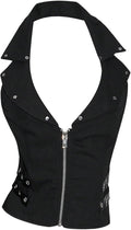 Women's Zip Up Halter Top Grommet Sleeveless Backless - Adult & Kids T-Shirts, Sweatshirts & Hoodies apparel design preview 1