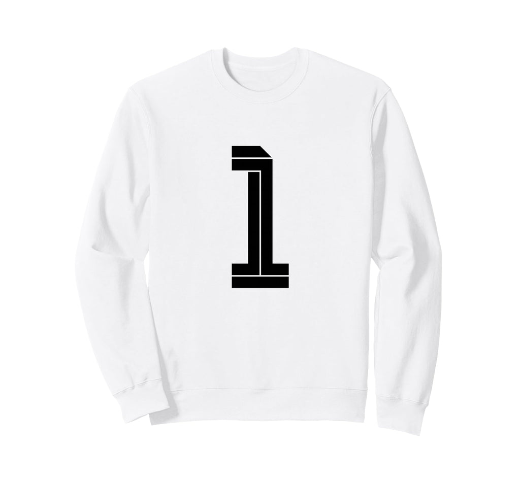 One White Number 1 Sports Fan Soccer Sweatshirt - Trendy Graphic Unisex - T-Shirt, Sweatshirt, Hoodie