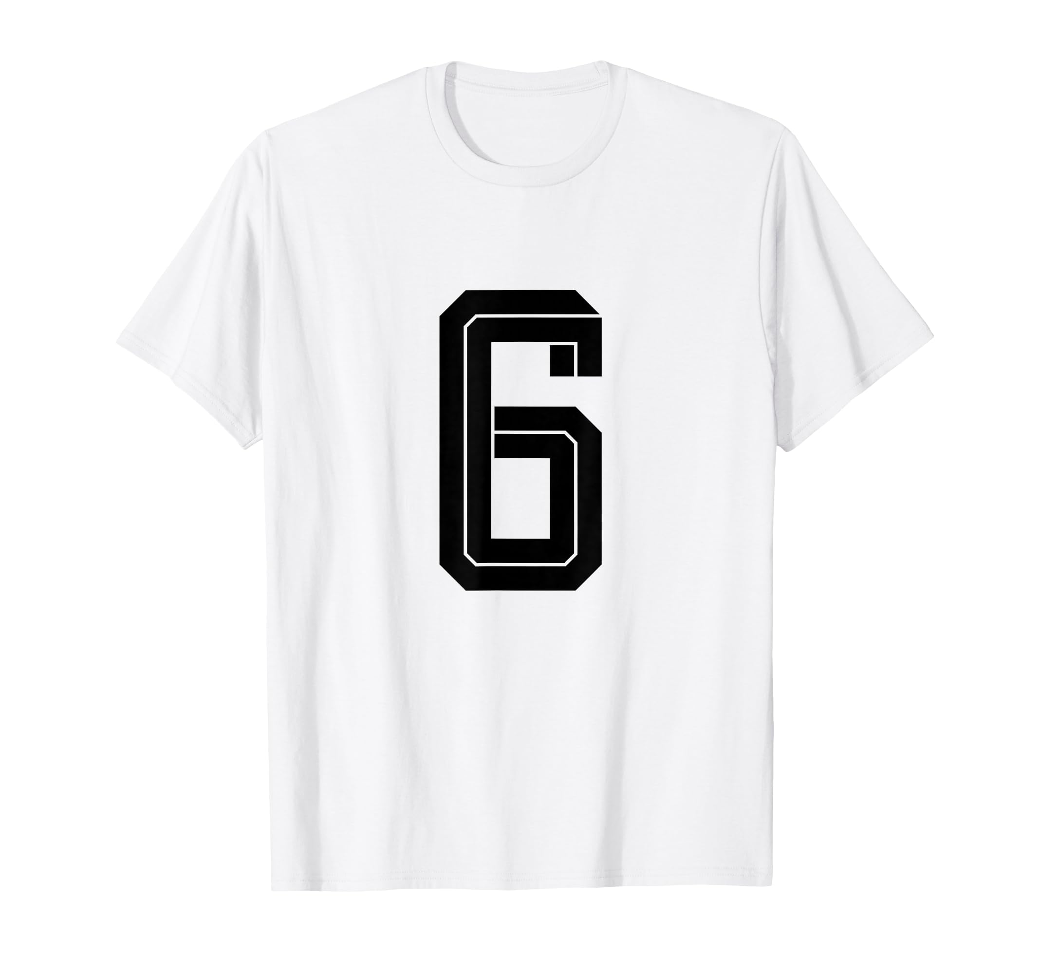 6 White Number 6 Sports Fan Soccer T-Shirt - Trendy Graphic Unisex - T-Shirt, Sweatshirt, Hoodie