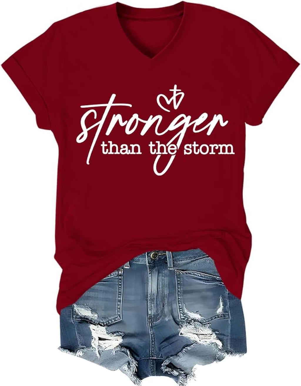 Christian Women Stronger Than The Storm V Neck - Adult & Kids T-Shirts, Sweatshirts & Hoodies apparel design preview 1