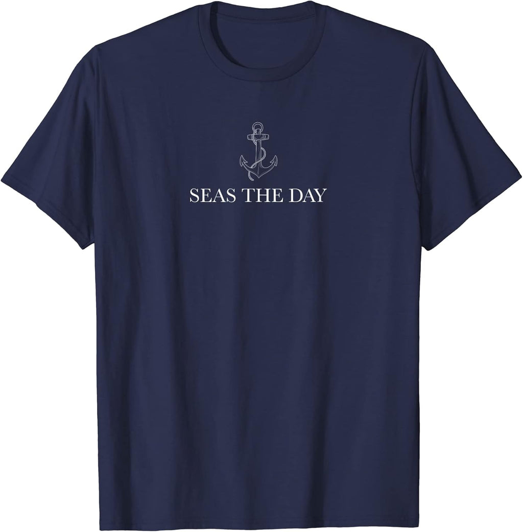 Minimalist Seas The Day Anchor Cruise Travel Gift Men - Adult & Kids T-Shirts, Sweatshirts & Hoodies apparel design preview 1