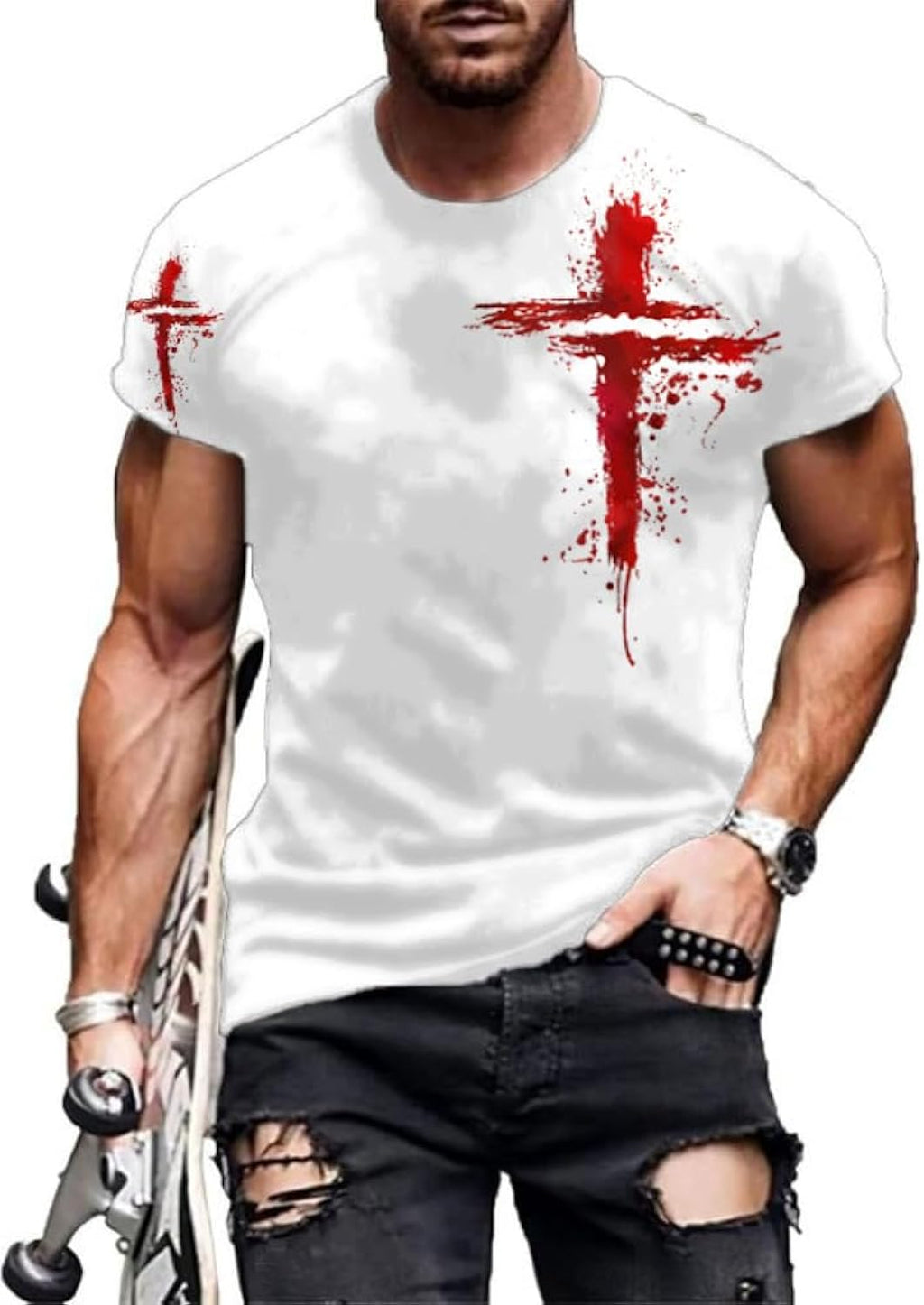 Mens Graphic Jesus Cross Vintage Print Casual Faith - Adult & Kids T-Shirts, Sweatshirts & Hoodies apparel design preview 1