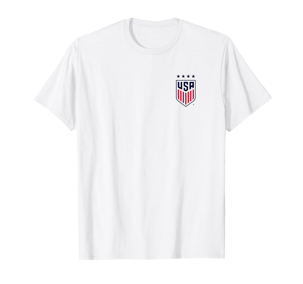 Usa Soccer Front Back Crest White T-Shirt - Fun Novelty Design for Adults - T-Shirt, Sweatshirt, Hoodie