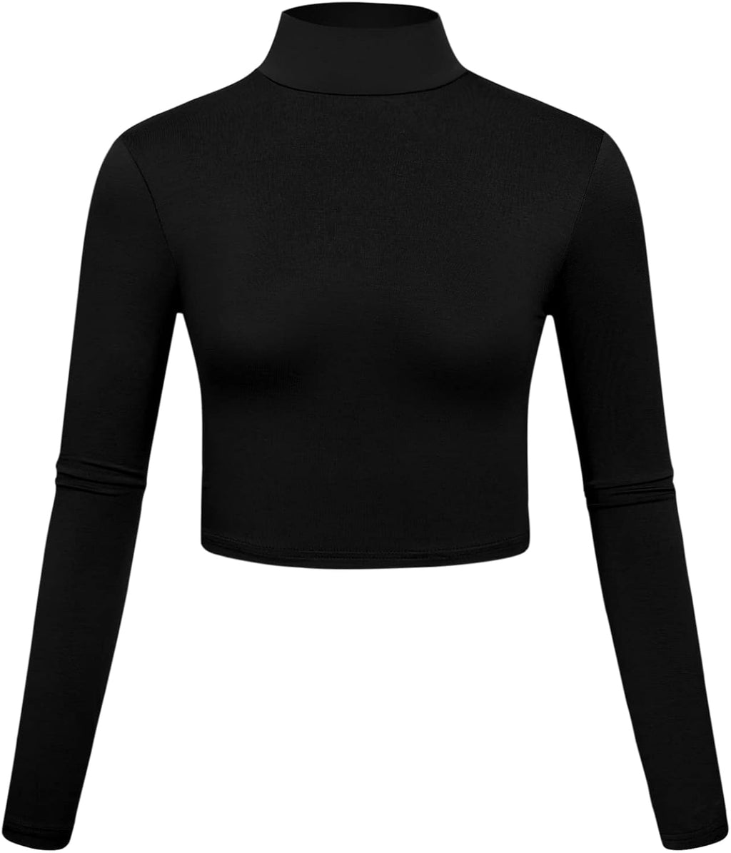Lightweight Mock Turtleneck Crop Tops Casual Base - Adult & Kids T-Shirts, Sweatshirts & Hoodies apparel design preview 1