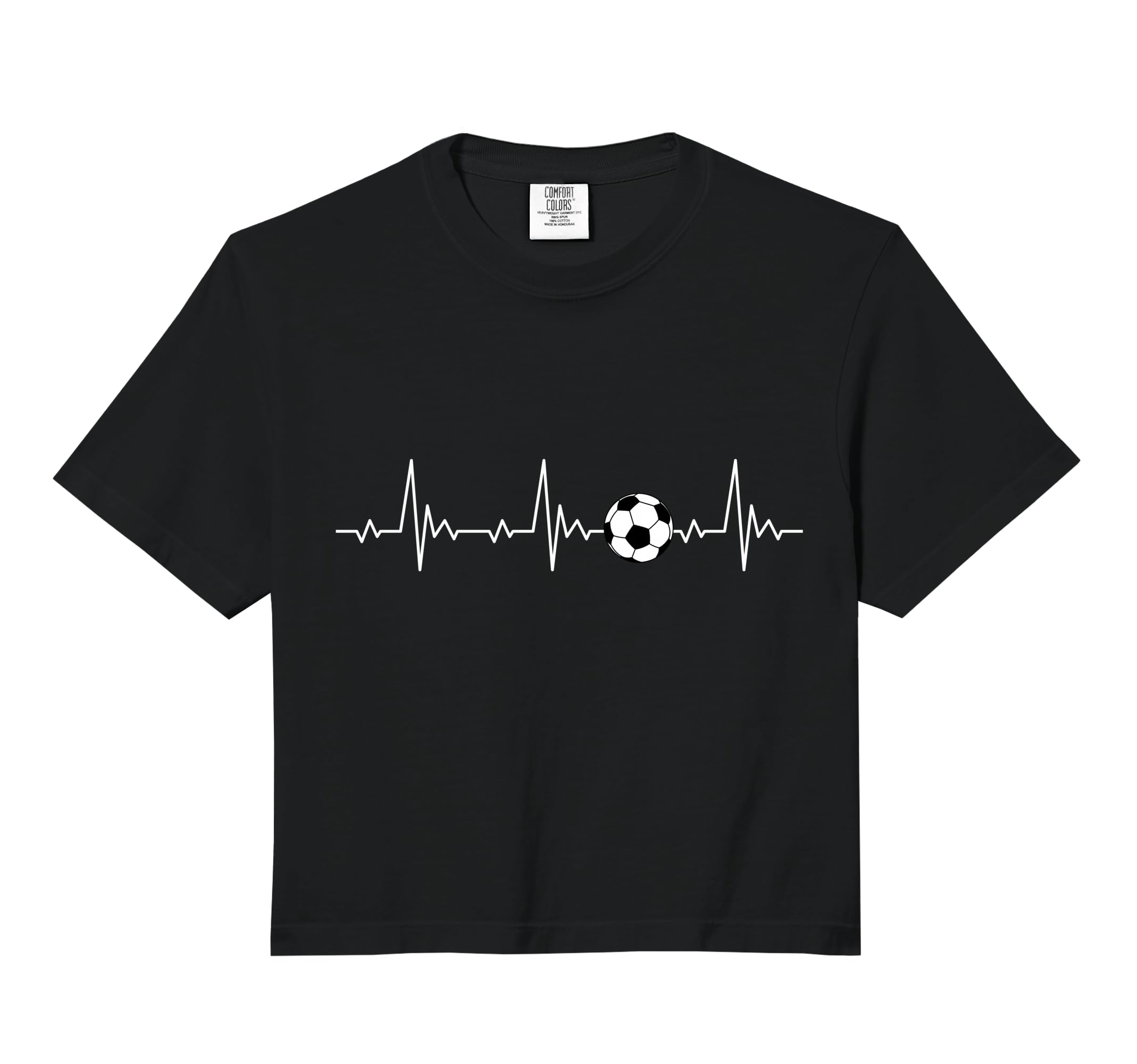 Soccer Ball Heartbeat Comfort Colors Crop Hoodie - Graphic Print Men Women - T-Shirt, Sweatshirt, Hoodie