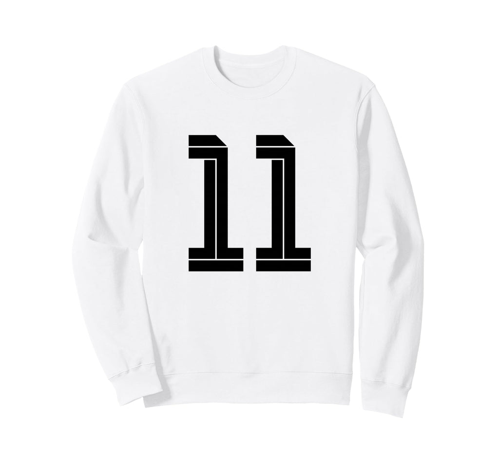 11 White Number 11 Sports Fan Soccer Sweatshirt - Unique Graphic for Adults - T-Shirt, Sweatshirt, Hoodie