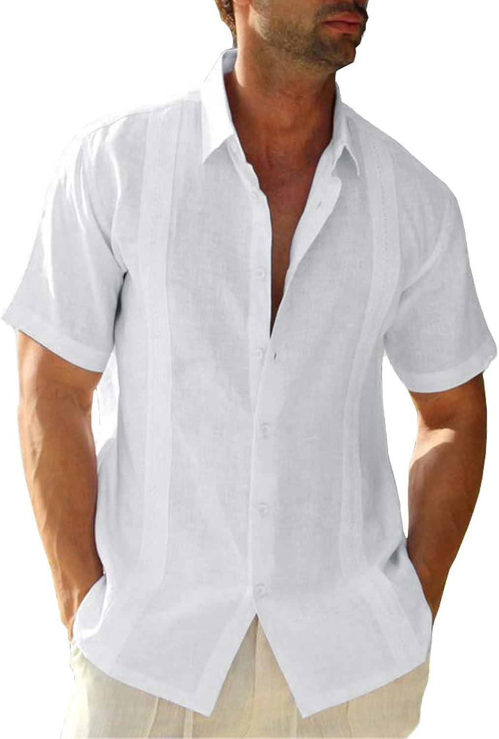 Mens Short Sleeve Cuban Camp Guayabera Linen Cotton - Adult & Kids T-Shirts, Sweatshirts & Hoodies apparel design preview 1