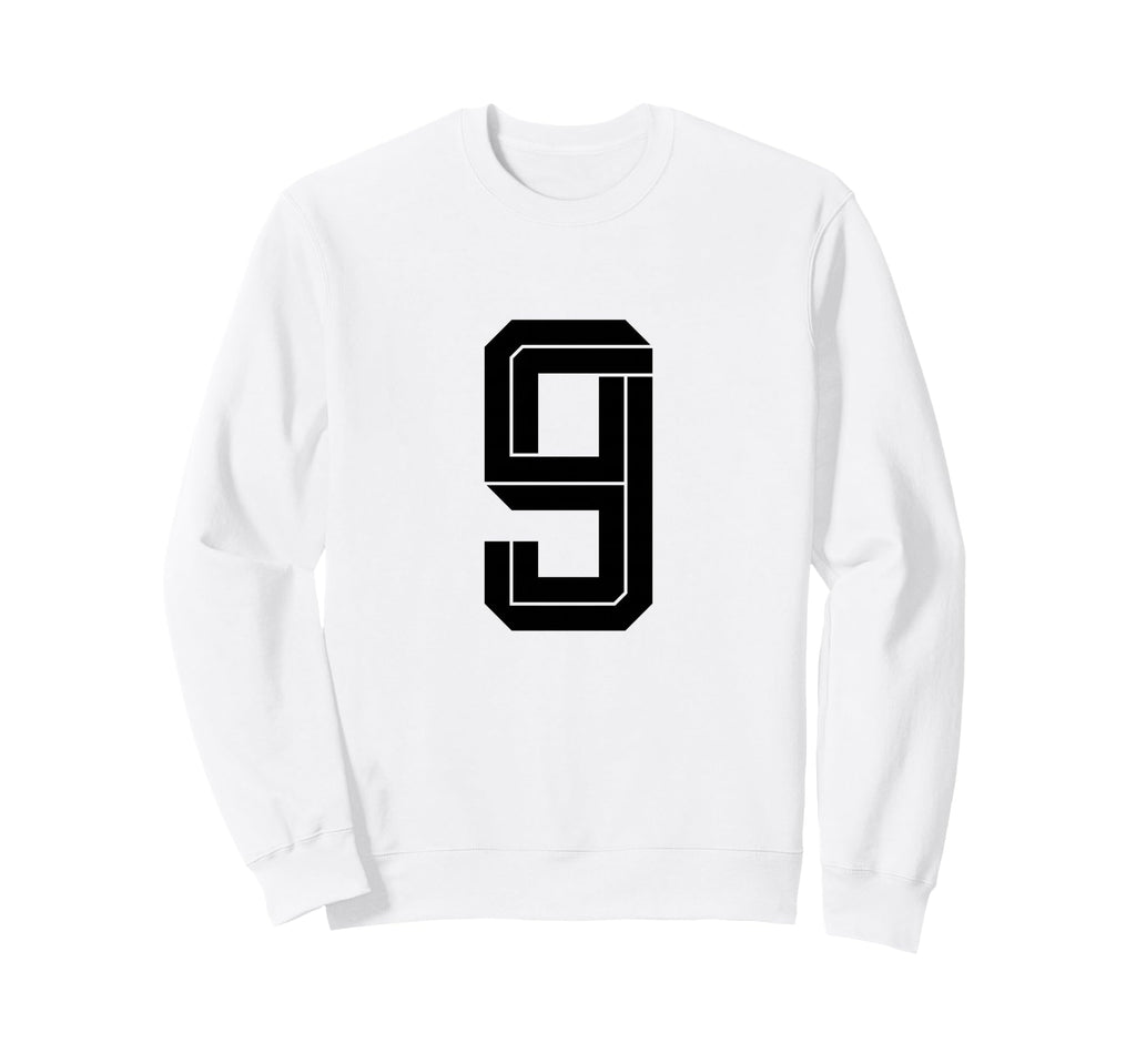 9 White Number 9 Sports Fan Soccer Sweatshirt - Novelty Apparel Men Women - T-Shirt, Sweatshirt, Hoodie