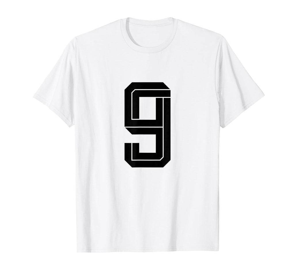 9 White Number 9 Sports Fan Soccer T-Shirt - Minimalist Print Men Women - T-Shirt, Sweatshirt, Hoodie