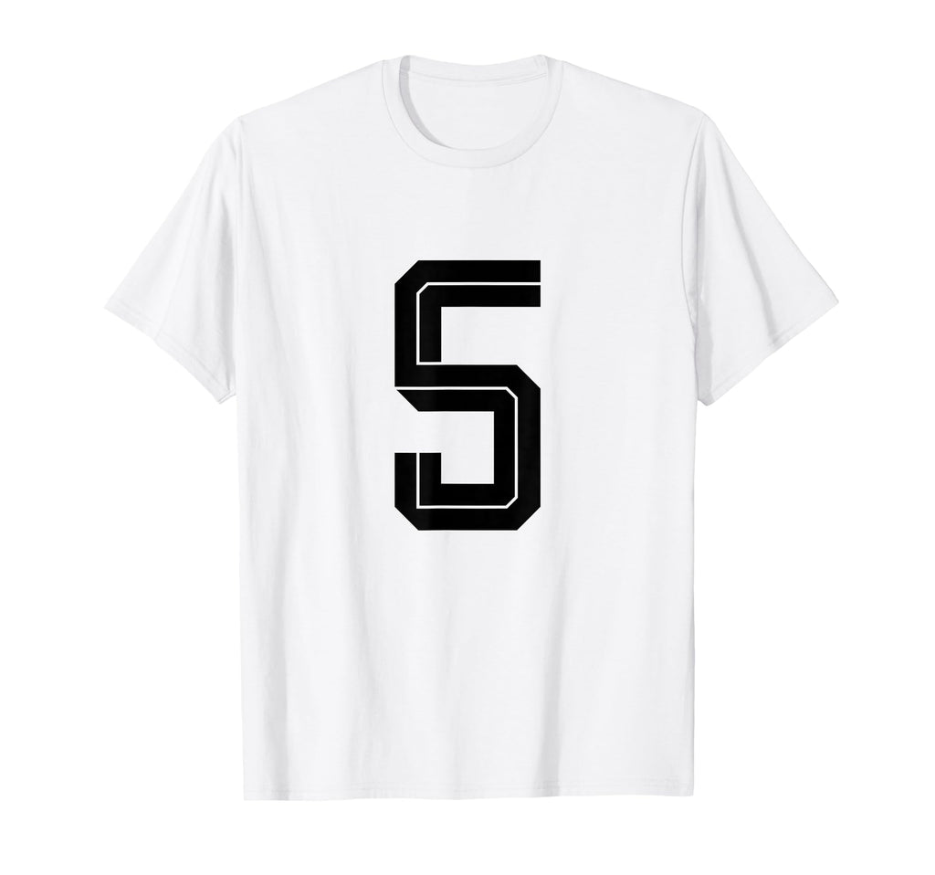 5 White Number 5 Sports Fan Soccer T-Shirt - Unique Graphic for Adults - T-Shirt, Sweatshirt, Hoodie
