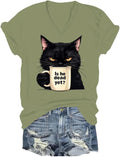 Is He Dead Yet V Neck Funny Cat Sarcastic Quotes - Adult & Kids T-Shirts, Sweatshirts & Hoodies apparel design preview 1